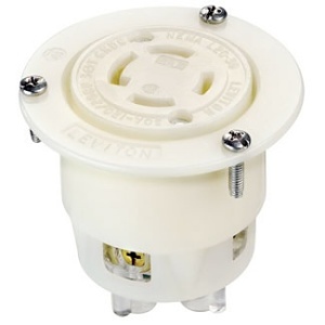 Leviton 2776 Flanged Outlet 4 Pole 4 Wire L20-30R 30A 347/600V, White