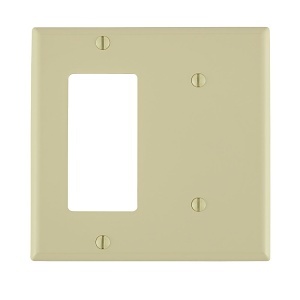 Leviton 80708-I Ceiling Mount Wall Mount Plate, Ivory, 2-Gang Decora/1 Blank Strap Mount