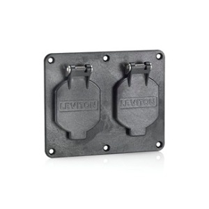 Leviton 3263W-E 2 Gang 1-56 and 1.56 WP Cover, Black