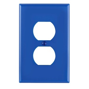 Leviton PJ8-BU Midway 1G Duplex Receptacle Wall Plate, Blue