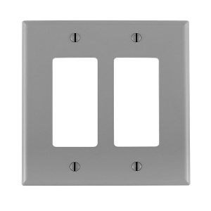 Leviton PJ262-GY Wall Plate, 2-Gang, Decora, Midway, Nylon, Gray