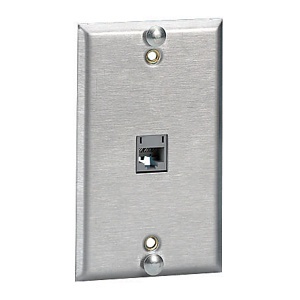 Hubbell SPUF Wall Plate, 1-Port Flush, Stainless Steel