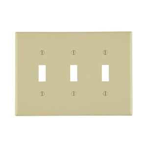 Leviton PJ3-I 3-Gang Toggle Wall Plate, Midway Size, Ivory