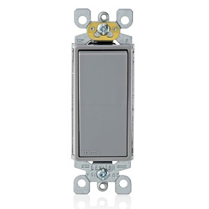 Leviton 5603-P2G 15A Decora 3-Way Switch, Self-Grounding, Gray