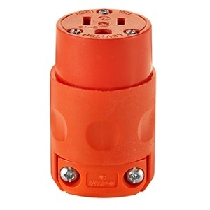 Leviton 515CV-OR Industrial Grade Straight Blade Connector, 15A 125V, Orange