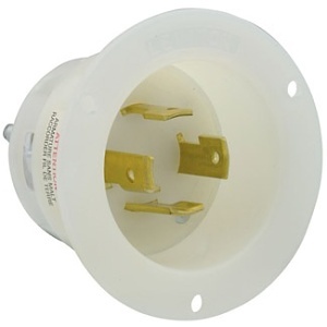 Leviton 2735 Flanged Inlet 30-Pack, 3-Phase, 3 Pole, 4 Wire, 30A, 480V, White