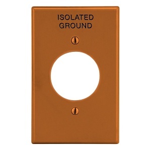Hubbell P720OIG Wallplate, 1-Gang, 1.60" Opening Isolated Ground, Orange
