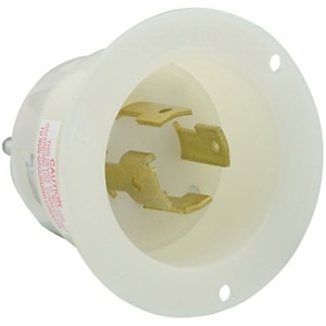 Leviton 2765 Flanged Inlet 4 Port Wire In L19-30P 30A 2077/480V, White