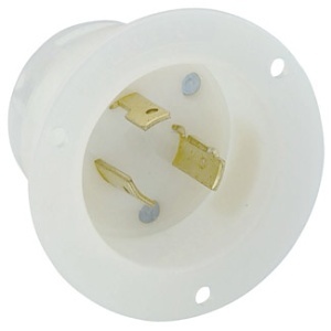 Leviton 2315 Flanged Inlet Locking Receptacle, 20A 125V, 2-Pole 3-Wire, White