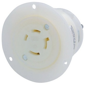 Leviton 2466 Flanged Outlet 4 Pole 4 Wire L20-20R 20A 34/600V, White