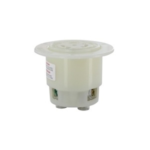 Leviton 2356 WH Flanged Outlet Locking Receptacle, 20A, 600V