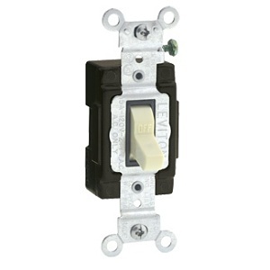 Leviton 5501-LHI 15A Toggle Quiet Switch, Single-Pole, Lighted Handle, Commercial Grade, Ivory