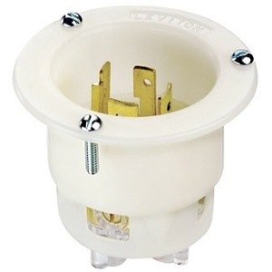 Leviton 7408-C WH Inlet Flange 4-Pole 4-Wire, No NEMA