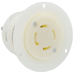Leviton 2766 Flanged Outlet 4 Pole 4 Wire L19-30R 30A 277/480V, White