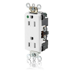 Leviton 16262-SGW Duplex Receptacle, NEMA 5-20R, 20A, 125VAC, White