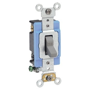 Leviton 1202-2GY Toggle Switch, Double-Pole, Quiet Switch, Extra Heavy Duty Spec Grade, 15A, Gray