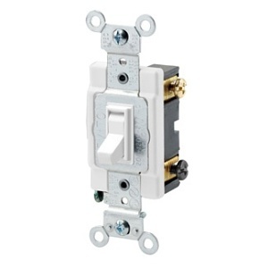Leviton 54523-2W 20A Toggle Switch, 3-Way, Quiet Switch, Commercial Spec Grade, 120/277V, White