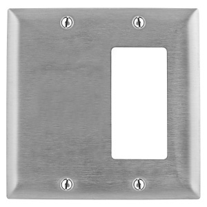 Hubbell SS1426 2-Gang Stainless Steel Wall Plate for Blank/GFCI Configurations