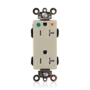 Leviton MDT83-IGI Lev-Lok Decora Plus Receptacle, 20A, 125V, Ivory