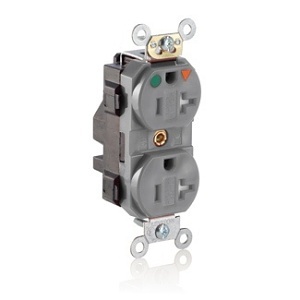 Leviton MT830-IGG Receptacle Duplex Heavy Duty Isolated Ground 20A 125V, Gray