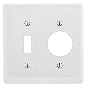 Hubbell NP17W 2-Gang Wall Plate, White, Accommodates One Toggle Switch with 0.406-Inch Opening