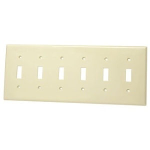 Leviton 80736-I Wall Plate, 6-Gang, Toggle, Standard Size, Ivory