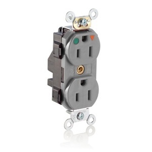 Leviton M8200-IGG Hospital Grade Isolated Ground Duplex Receptacle, 15A, 125V, Gray