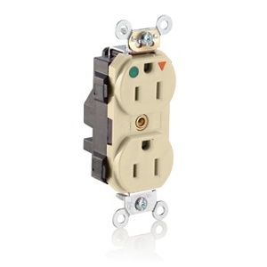 Leviton M8200-IGI Lev-Lok Duplex Receptacle, 15A, 125V, Ivory
