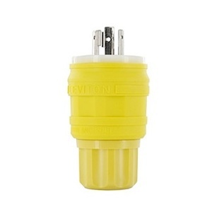 Leviton 24W34 Wetguard Plug Lock, 2-Pole, 3-Wire, 15A 277V, Yellow