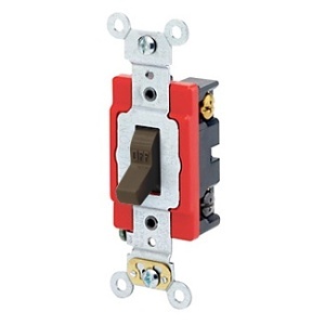 Leviton 1224-2 4-Way Toggle Switch, Quiet, Extra Heavy Duty Spec Grade, Self Grounding, 20A, Brown