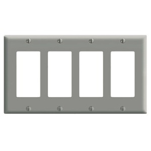 Leviton PJ264-GY 4-Gang Decorator Midway Nylon Wall Plate, Gray