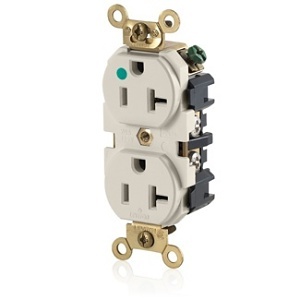 Leviton MRI83-T MRI Duplex Receptacle, 20A, Light Almond