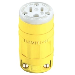 Leviton 1547-P Dustguard Straight Blade Connector, 15A, 125V, Yellow
