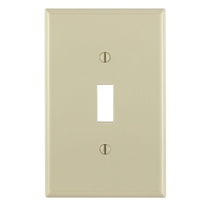 Leviton PJ1-I Wall Plate, Midway Size 1-Gang Switch Toggle, Ivory
