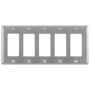 Hubbell SS265 5-Gang GFCI Stainless Steel Wall Plate