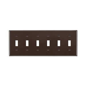 Leviton 85036 Wall Plate, 6 Gangs and 6 Toggles, Brown