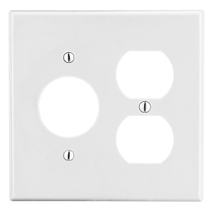 Hubbell P78W 2-Gang Wall Plate with One Duplex Outlet and 1.40-Inch Opening, White