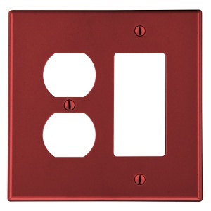 Hubbell P826R Wallplate2-G1 Duplex 1 Decora, Red