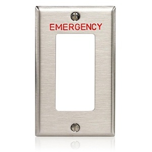 Leviton 84401-E40 1 Gang 302 SS Emergency Decora Std WP, Faceplates and Mounting Boxes