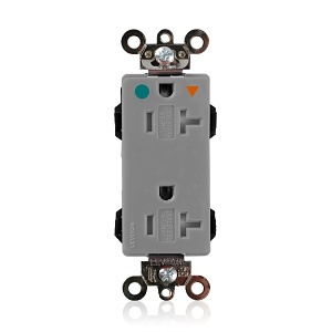 Leviton MDT83-IGG Lev-Lok Decora Plus Receptacle, 20A, 125V, Gray