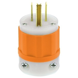 Leviton 5266-CO Power Plug, 2 Poles, 3 Wires, 5-15P Configuration, Isolated Ground, 15A at 125V, Orange