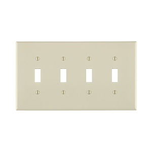 Leviton PJ4-T 4-Gang Toggle Wall Plate, Light Almond