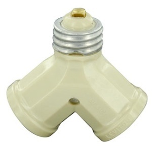 Leviton 128-I Indoor Twin Light-Socket Adapter Converts Single Lampholder to Twin 660 W, Ivory