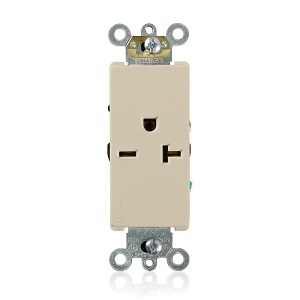Leviton 16441-I Decora Plus Single Receptacle Outlet, 2-Pole, 3-Wire, Commercial Grade, 20A, 125V, NEMA 6-20R, Ivory