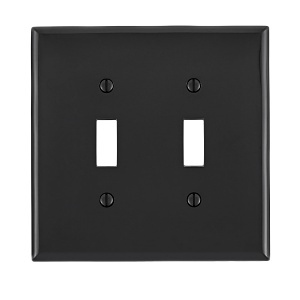 Leviton PJ2-E 2-Gang Toggle Wall Plate, Midway Size, Ebony