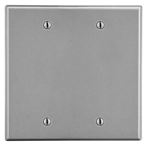 Hubbell P23GY 2-Gang Box-Mount Blank Wallplate, Gray