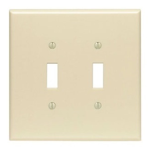 Leviton 86109 Wall Plate, 2-Gang, 2 Toggle, Oversized, Ivory