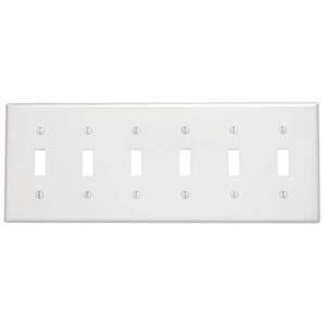 Leviton 84036-40 6-Gang Toggle Switch Wallplate, Standard Size, Type Non-Magnetic Stainless Steel