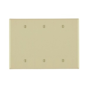 Leviton 80533-I 3-Gang Midsize Blank Box Mount Wallplate, Midway Size, Thermoset, Ivory