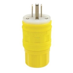 Leviton 14W47 Wetguard Straight Blade Plug, 15A, 125V, Yellow